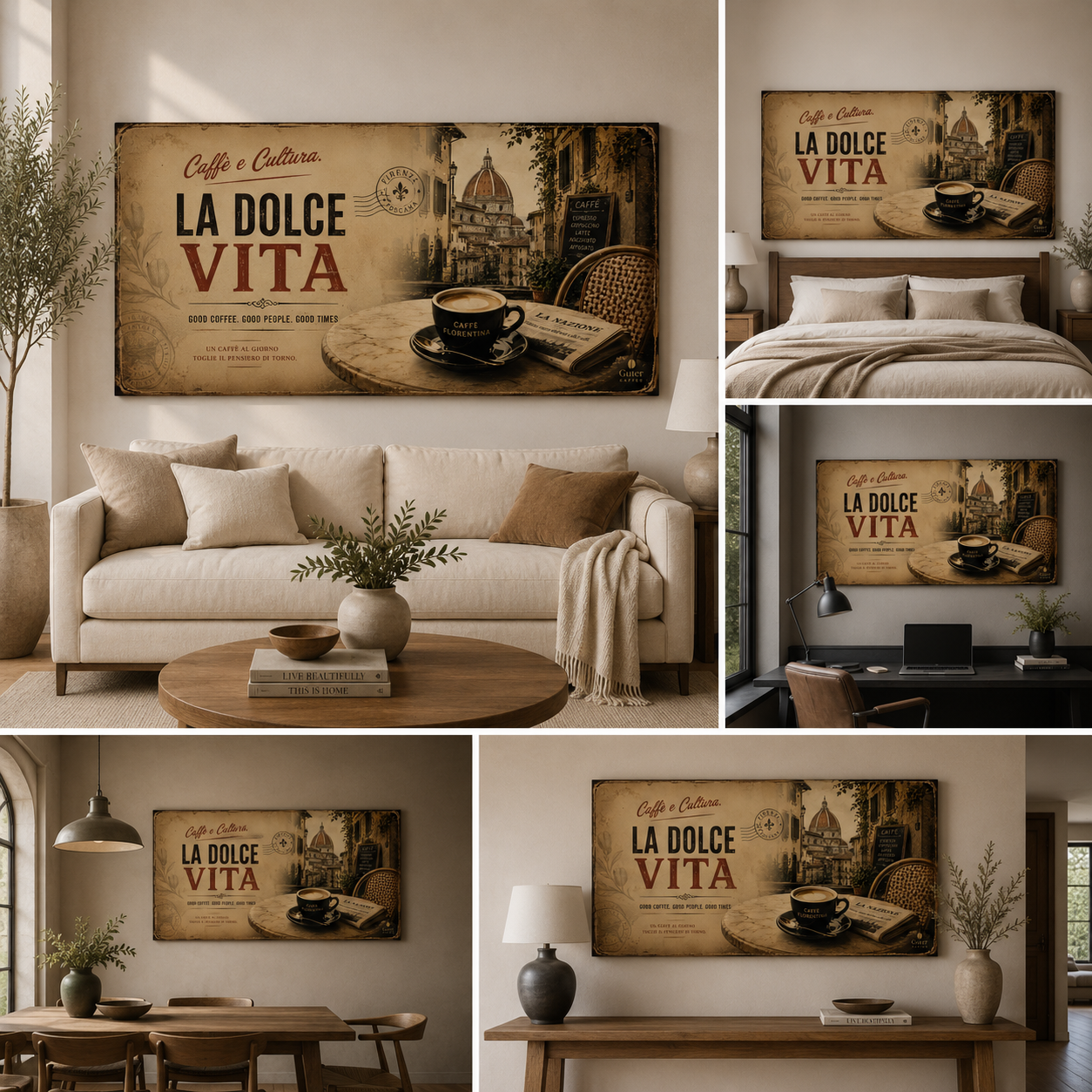 Guter Kaffee - Vintage Italy Coffee Wall Art | Digital Download | Luxury European Café Printable | 60x30 Landscape Print