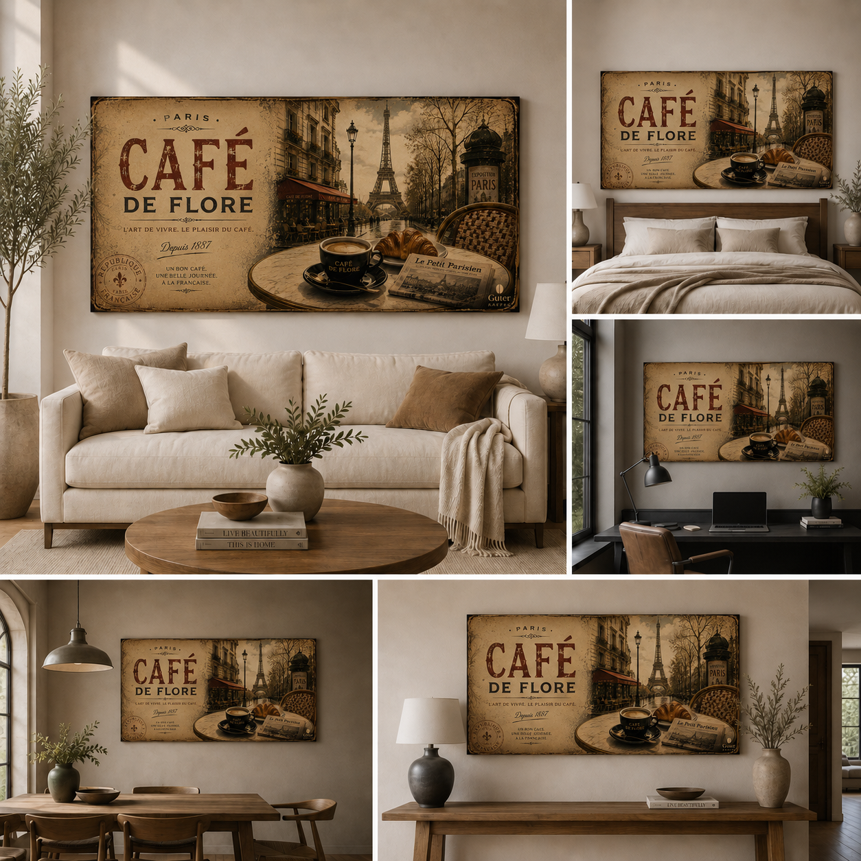 Guter Kaffee - Vintage Paris Coffee Wall Art | Digital Download | Luxury European Café Printable | 60x30 Landscape Print